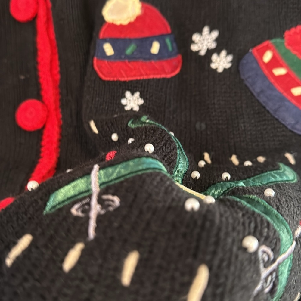 UGLY VINTAGE CHRISTMAS SWEATER 🎅LIKE NEW PARTY HOLIDAY MED/ LG SANTA HOLIDAY - Picture 5 of 9
